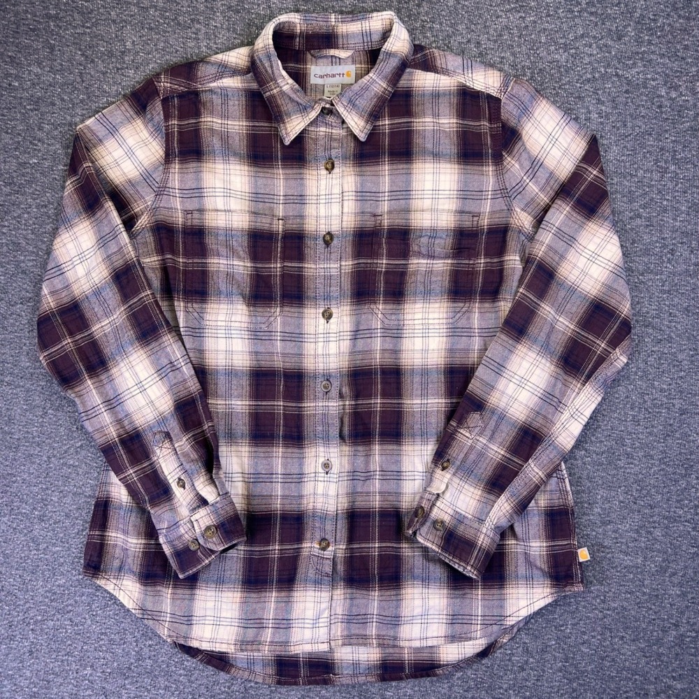 Carhartt Purple and Cream Plaid Button Down Shirt